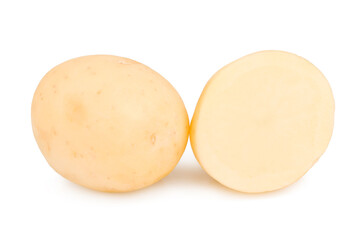 Potato and slice isolated on a white background
