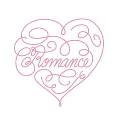 Pink heart of lettering Romance word