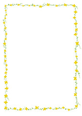 A4 paper frame green leaves with yellow flowers