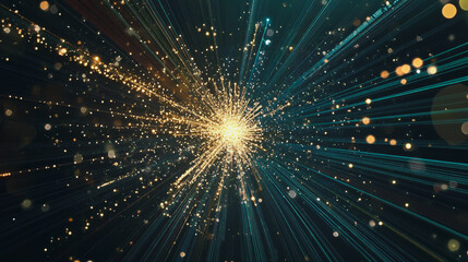 Naklejka premium Abstract light explosion and network points, dot, earth's surface, digital background Innovation network points Earth's surface wave background digital wave information technology background