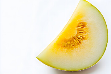 Cut of fresh ripe melon isolated on white background