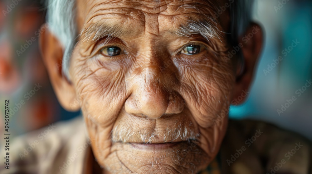 Poster Elderly men from different ethnic backgrounds are portrayed with serene expressions, embodying wisdom and a deep understanding of life. Generative AI