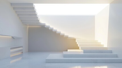 White Concrete Staircase in a Modern Interior