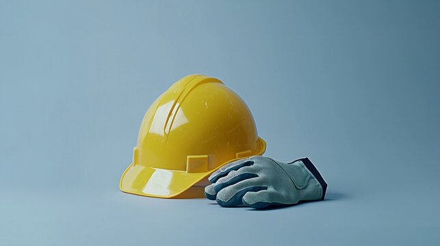 Ensuring Workplace Safety: A Visual Representation of Protective Gear with Helmets and Gloves