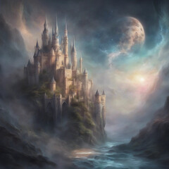 Fototapeta premium mystical castle kingdom illustration background