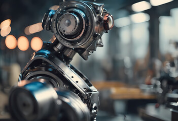 industrial robotic machine in a factory environment