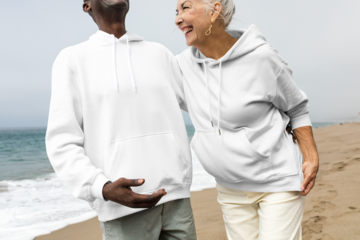Png mature couple hoodies mockup senior’s simple winter apparel shoot