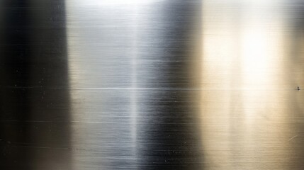 Fototapeta premium Brushed metal surface with dramatic lighting, sleek stainless steel texture background, industrial material close-up concept