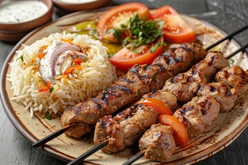 Fototapeta premium Assorted grilled meats with sides