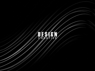 Abstract futuristic dark black background with wave design. Realistic 3d wallpaper with luxurious flowing lines. Perfect background for posters, websites, brochures, banners, applications, etc.