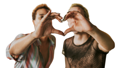 Gay couple png making heart shaped-hands, gender equality