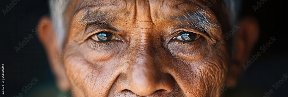 Poster elderly men from various ethnic backgrounds display serene expressions, embodying wisdom and resilie