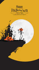 Halloween Night with Jack-o'-Lantern Man. vector design