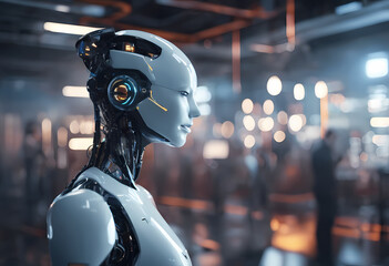 Fototapeta premium industrial robotic machine in a factory environment