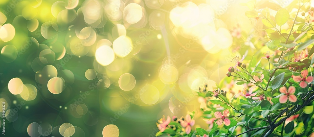 Poster vintage bokeh nature background image is out of focus and has a filter applied. copy space image. pl