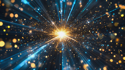 Naklejka premium Abstract light explosion and network points, dot, earth's surface, digital background Innovation network points Earth's surface wave background digital wave information technology background