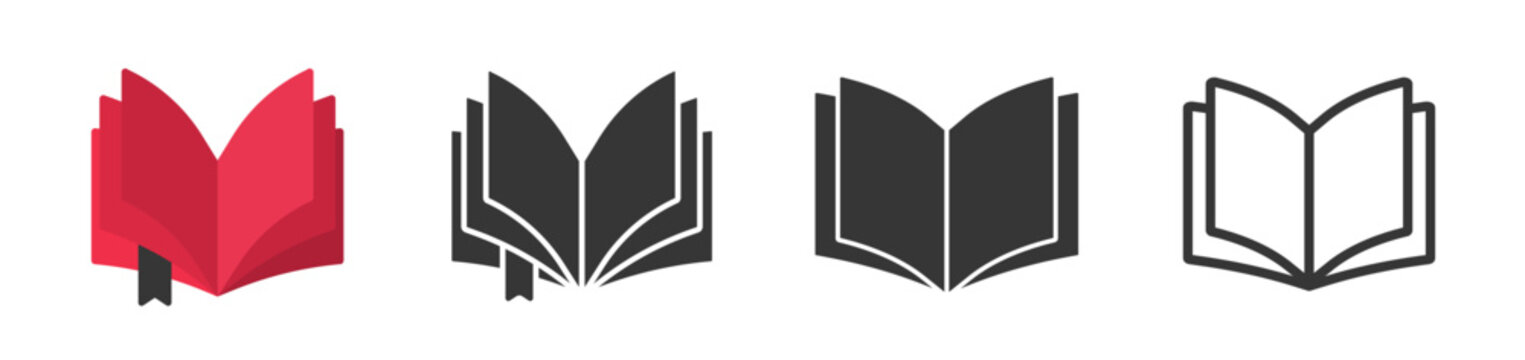 Book icon vector simple graphic line outline stroke set, textbook open pictogram illustration, bible diary shape silhouette, dictionary literature sign symbol isolated cut out image clip art
