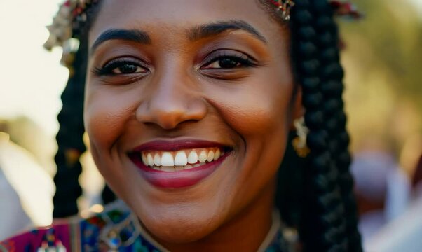 Macro Shot of South African Woman Smiling at a Compliment