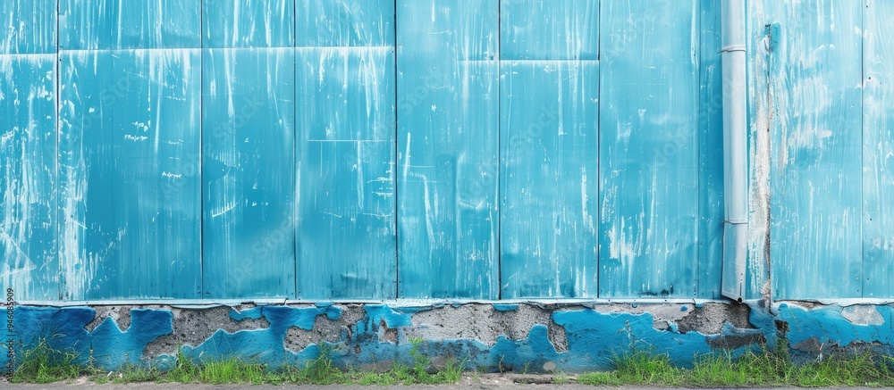 Poster textured abstract background of a blue house wall. copy space image. place for adding text and desig