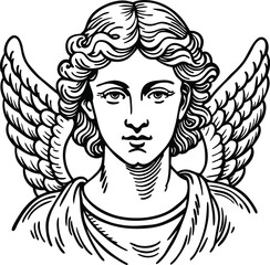 Angel Vintage with flowers engraving style for streetwear and urban style t-shirts design, hoodies vector illustration