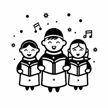 singing choir black and white cartoon clip art preview