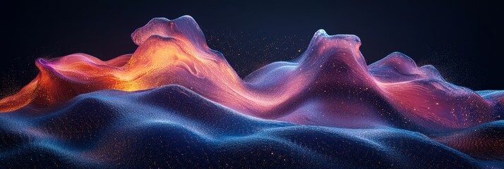 Obraz premium Dynamic glow fluid wave concept for immersive digital music visualizations at night