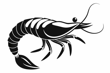 shrimp silhouette Vector art illustration