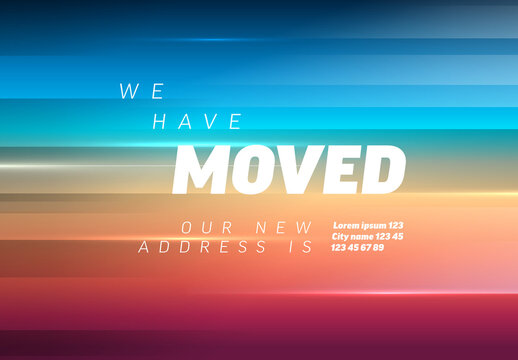We have moved flyer banner poster with blue red background