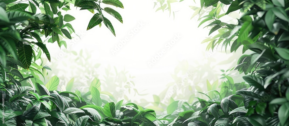 Wall mural green foliage. Copy space image. Place for adding text and design