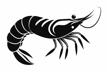 shrimp silhouette Vector art illustration