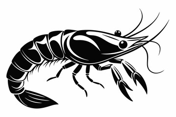 shrimp silhouette Vector art illustration