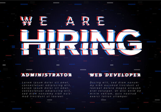 We are hiring glitch screen effect banner for hiring it people