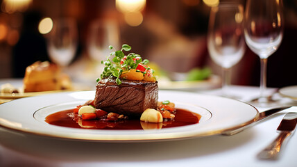 Exquisite main course meal at a luxurious restaurant, wedding food catering and English cuisine