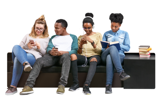 PNG Group of students hanging out design element, transparent background