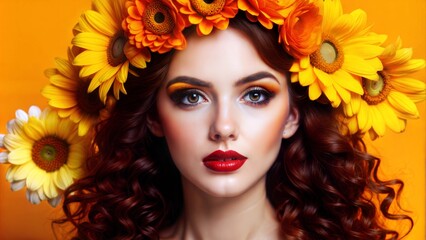 Fototapeta premium portrait of a woman with flowers