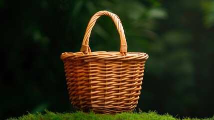 Wicker Basket on Green Moss