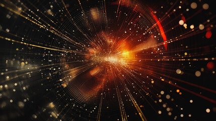 Naklejka premium Abstract light explosion and network points, dot, earth's surface, digital background Innovation network points Earth's surface wave background digital wave information technology background