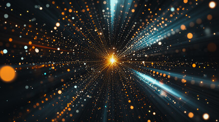 Obraz premium Abstract light explosion and network points, dot, earth's surface, digital background Innovation network points Earth's surface wave background digital wave information technology background