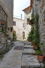 A street in Sasso di Castalda, a village in Basilicata, Italy