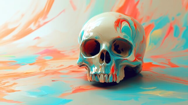 Grunge Artistic Skull with Textured Background