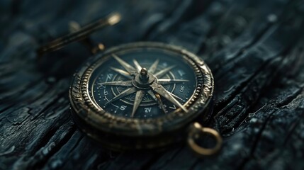 old compass on old map