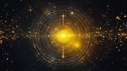 Obraz premium Abstract light explosion and network points, dot, earth's surface, digital background Innovation network points Earth's surface wave background digital wave information technology background