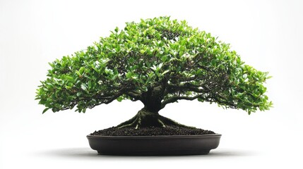 A beautifully shaped bonsai tree in a pot, showcasing nature's artistry and tranquility.