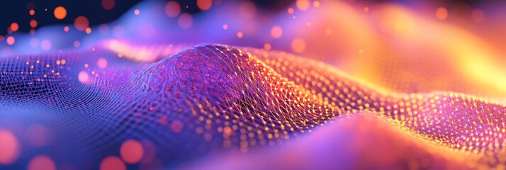 Vibrant close-up of a 3D glow fluid mesh showcasing dynamic colors and textures