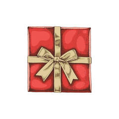 Present box top view hand drawn illustration