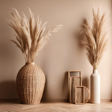 Vasos e quadros em decora&ccedil;&atilde;o boho.