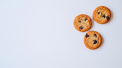 Obraz premium Delicious Chocolate Chip Cookies on White Background