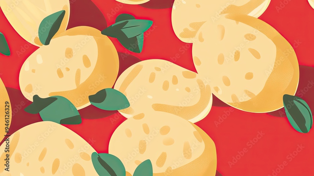 Canvas Prints Vibrant Lemon Pattern on Bold Red Background