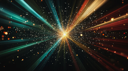 Naklejka premium Abstract light explosion and network points, dot, earth's surface, digital background Innovation network points Earth's surface wave background digital wave information technology background
