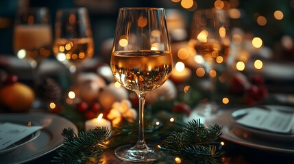 Office setting with colleagues celebrating Christmas, raising glasses, and enjoying the holiday spirit during a festive company lunch.